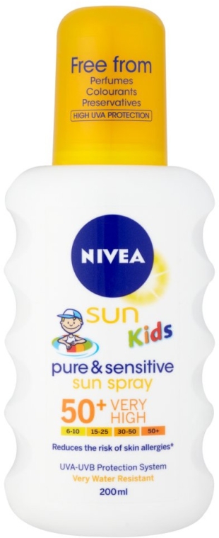 Przeciwsłoneczny spray do opalania dla dzieci - NIVEA SUN Kids Pure & Sensitive Spray SPF 50+ — Zdjęcie N1