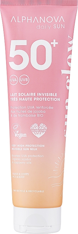 Mleczko z filtrem przeciwsłonecznym do twarzy i ciała - Alphanova Invisible Sun Milk SPF50+ — Zdjęcie N1