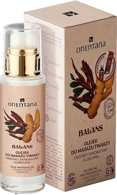 Olejek do masażu twarzy z drzewa sandałowego i kurkumy - Orientana Sandalwood Turmeric Balancing Face Massage Oil — Zdjęcie N3