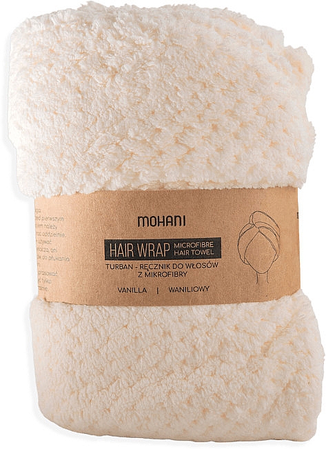 Turban-ręcznik do włosów z mikrofibry, waniliowy - Mohani Microfiber Hair Towel White