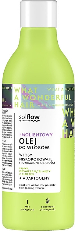 Emolientowy olej do włosów niskoporowatych - So!Flow by VisPlantis Hair Emollient Oil  — Zdjęcie N1