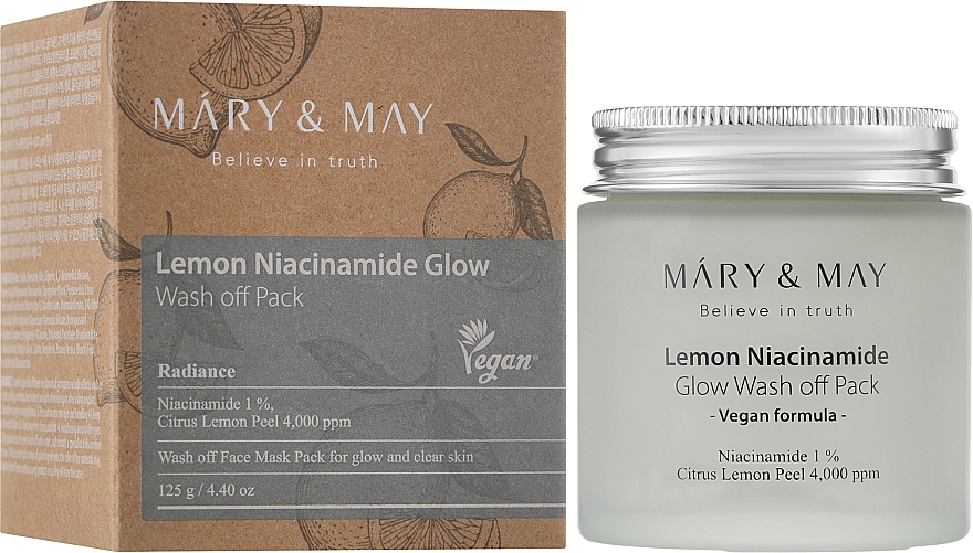 Oczyszczająca maska do cery naczynkowej z niacynamidem - Mary & May Lemon Niacinamide Glow Wash Off Pack — Zdjęcie N2