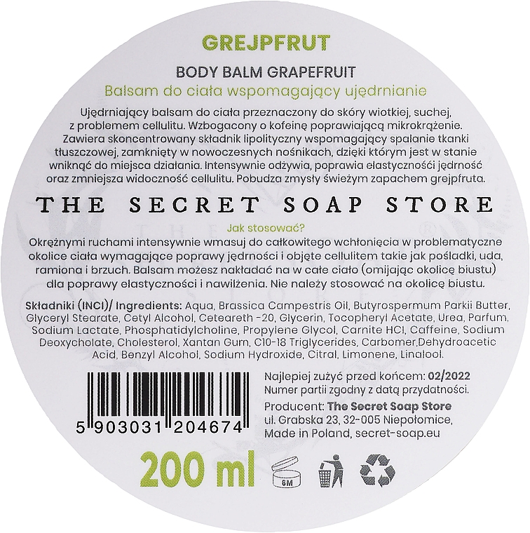 Ujędrniający balsam do ciała Grejpfrut - The Secret Soap Store — фото N2