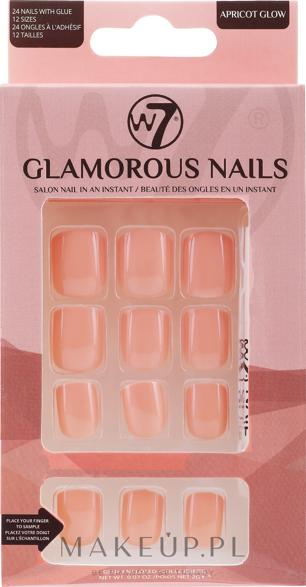 Zestaw sztucznych paznokci - W7 Cosmetics Glamorous Nails — Zdjęcie Apricot Glow