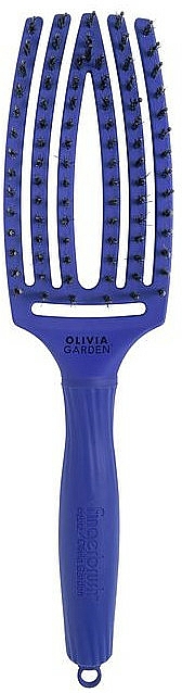 Zakrzywiona szczotka do włosów z włosiem kombinowanym - Olivia Garden Fingerbrush Tropical Blue