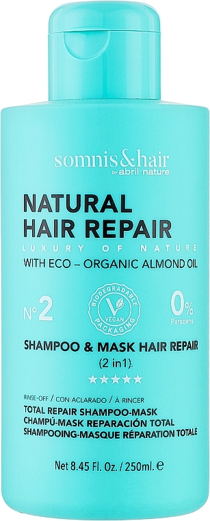 Szampon i maska 2w1 do odbudowy zniszczonych włosów - Somnis & Hair Shampoo & Mask Hair Repair — Zdjęcie N1