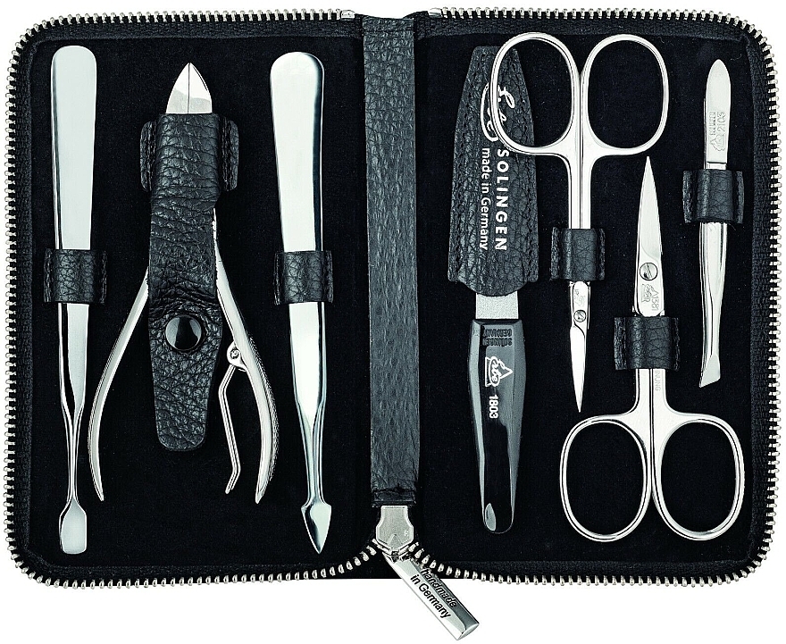 Zestaw do manicure, 7-częściowy Travel - Erbe Solingen Manicure Set Black — Zdjęcie N1