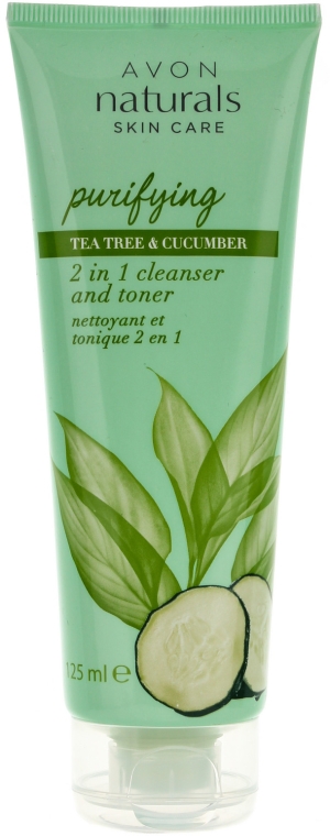 Oczyszczający żel-tonik do twarzy 2 w 1 Drzewo herbaciane i ogórek - Avon Naturals