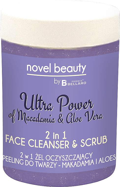 2 w 1 żel oczyszczający i peeling do twarzy Makadamia i aloes - Fergio Bellaro Novel Beauty Ultra Power Face Cleancer & Scrub — Zdjęcie N1