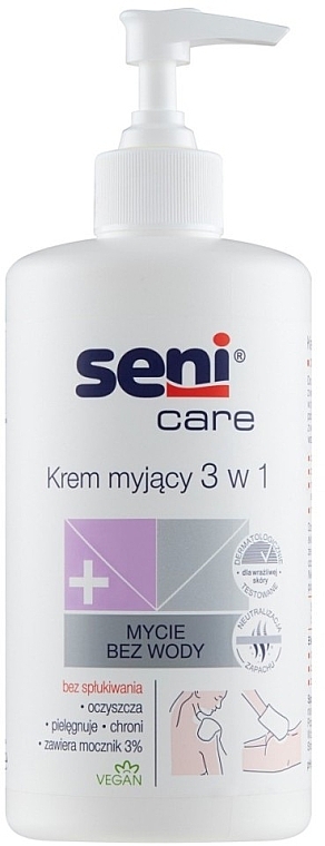 Krem oczyszczający do ciała bez spłukiwania - Seni Care 3% Urea Cleansing Cream 3in1 — Zdjęcie N1