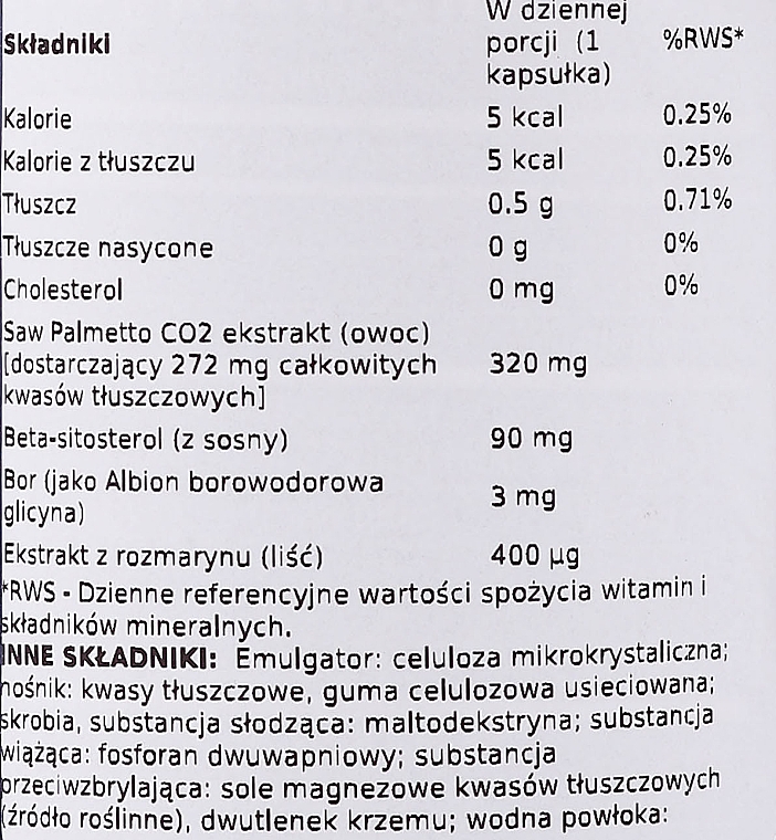 Suplement diety dla zdrowej prostaty - Life Extension PalmettoGuard Saw Palmetto with Beta-Sitosterol — Zdjęcie N3