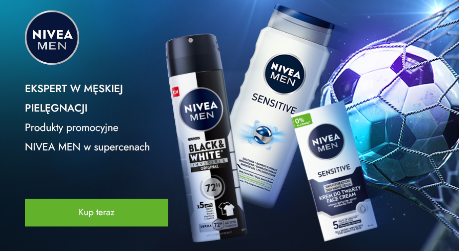 Zniżka na promocyjne produkty NIVEA MEN. Ceny podane na stronie uwzględniają rabat.