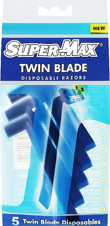Zestaw maszynek do golenia bez wymiennych wkładów, 5 szt. - Super-Max Twin Blade — Zdjęcie N1