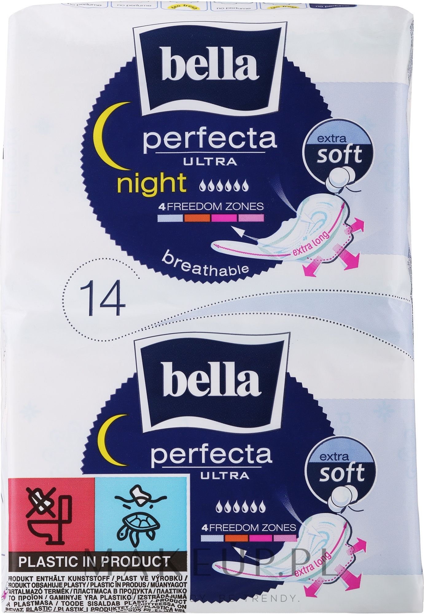 Podpaski Perfecta Ultra Night Extra Soft, 7+7 szt. - Bella  — Zdjęcie 14 szt.