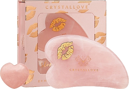 Zestaw - Crystallove Selflove Rose Quartz Gua Sha Set — Zdjęcie N2