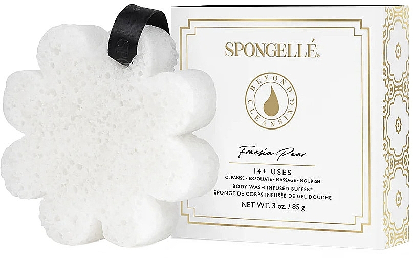Piankowa gąbka pod prysznic wielokrotnego użytku - Spongelle Freesia Pear Body Wash Infused Buffer — Zdjęcie N1
