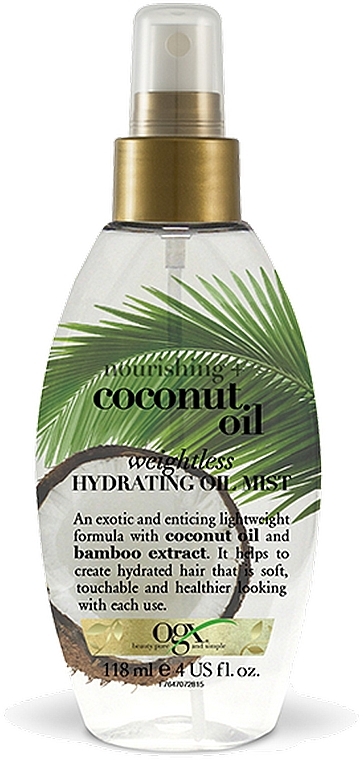Lekki nawilżający olejek w sprayu z olejkiem kokosowym - OGX Coconut Milk Weightless Hydrating Oil Mist