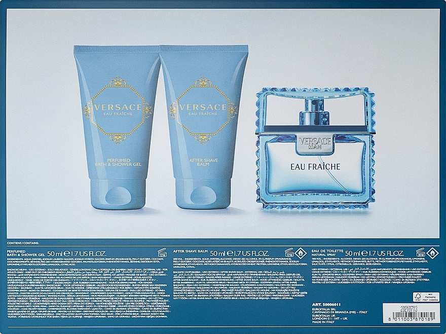 Versace Man Eau Fraiche - Zestaw (edt 50 ml + sh/gel 50 ml + ash/b 50 ml) — Zdjęcie N4