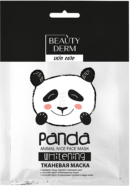 Rozjaśniająca maska w płachcie, Panda - Beauty Derm Animal Panda Whitening
