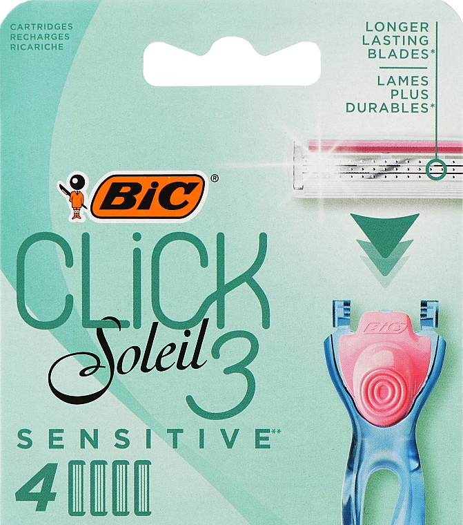 Wymienne wkłady do maszynki do golenia, 4 szt. - Bic Click 3 Soleil Sensitive — Zdjęcie N1