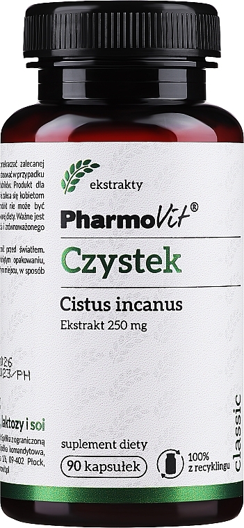 Suplement diety Czystek, 250 mg - Pharmovit — Zdjęcie N1