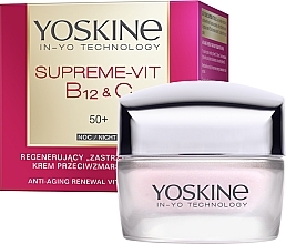 Rewitalizujący krem przeciwzmarszczkowy na noc 50+ - Yoskine Supreme-Vit B12 & C Anti-Aging Renewal Vitamin Face Cream — Zdjęcie N1