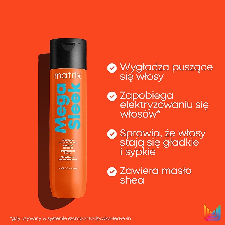 Wygładzający szampon z masłem shea - Matrix Total Results Mega Sleek Shampoo — Zdjęcie N5