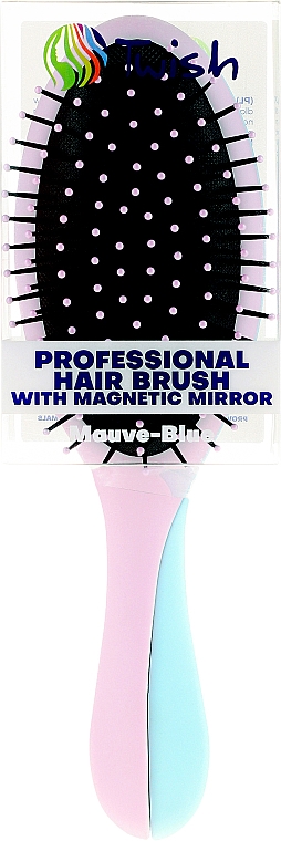 Szczotka do włosów z magnetycznym lusterkiem, różowo-błękitna - Twish Professional Hair Brush With Magnetic Mirror Mauve-Blue — Zdjęcie N5