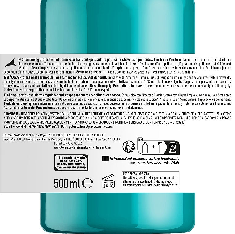 Szampon przeciwłupieżowy - L'Oreal Professionnel Scalp Advanced Anti Dandruff Shampoo — Zdjęcie N4
