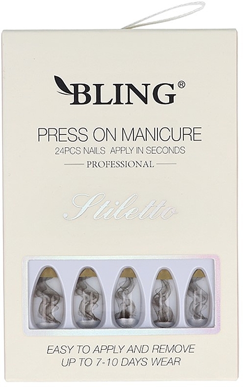 Sztuczne paznokcie Stiletto, dymne - Bling Press On Manicure — Zdjęcie N1