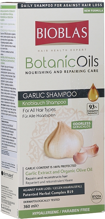 PRZECENA!  Szampon z ekstraktem z czosnku do wszystkich rodzajów włosów - Bioblas Botanic Oils Garlic Shampoo * — Zdjęcie N1