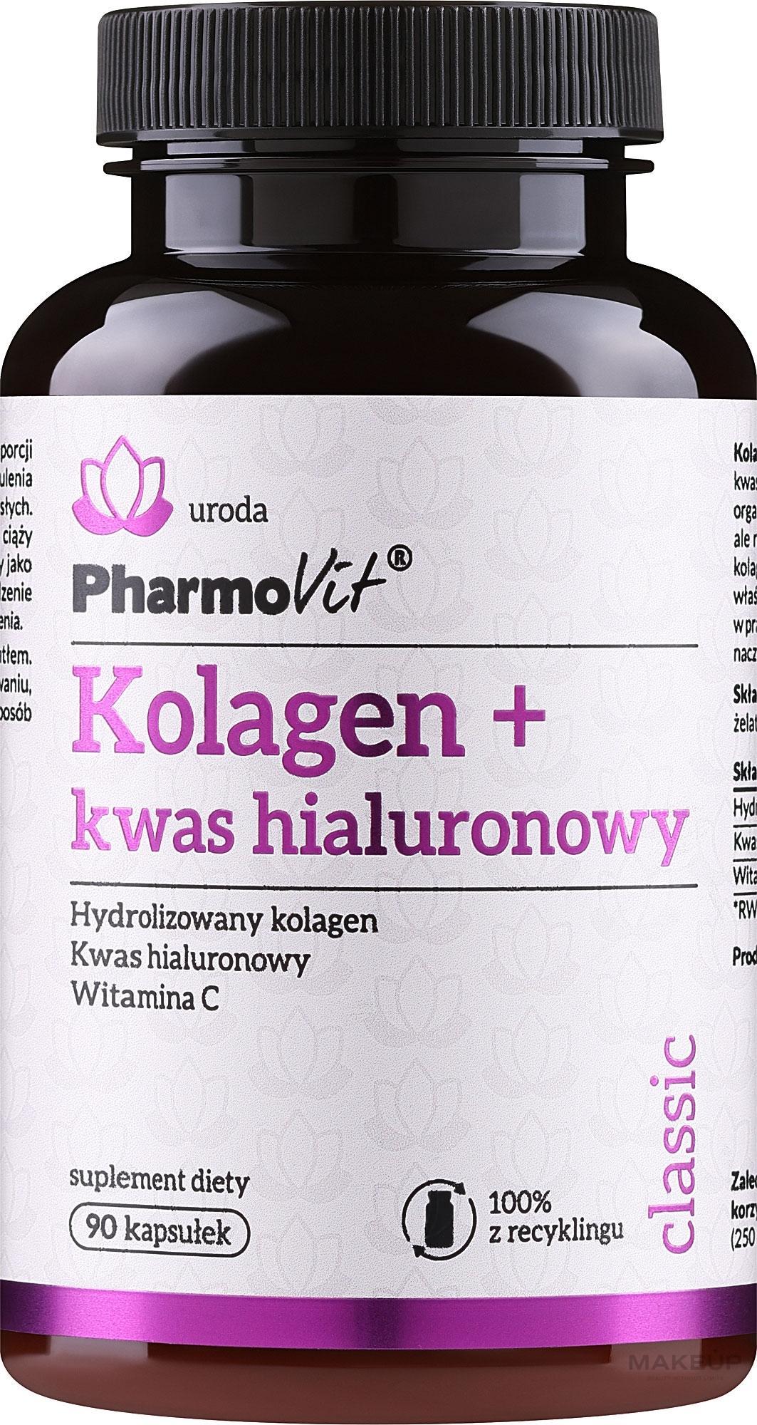 Suplement diety Kolagen + kwas hialuronowy - PharmoVit Classic Collagen + Hyaluronic Acid — Zdjęcie 90 szt.