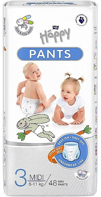 Pieluszki dziecięce midi 6-11 kg, rozmiar 3, 48 szt. - Bella Baby Happy Pants — Zdjęcie N1