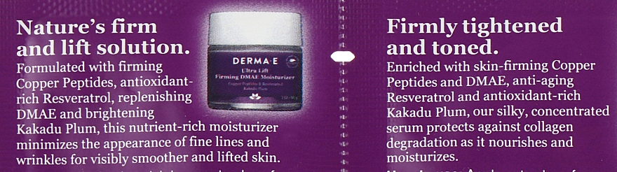 Zestaw próbek - Derma E Ultra Lift (serum/1.5ml + cr/1.5ml) — Zdjęcie N3