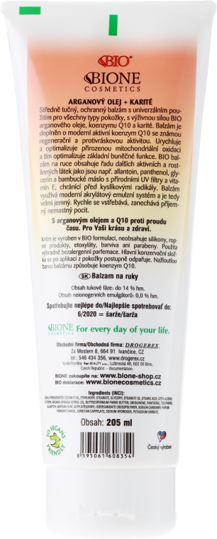 Balsam do rąk z olejem arganowym i koenzymem Q10 - Bione Cosmetics Argan Oil Hand Ointment — Zdjęcie N2