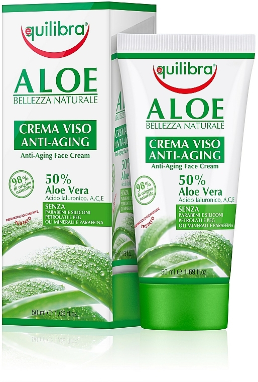 Aloesowy krem przeciwstarzeniowy do twarzy - Equilibra Aloe Line Anti-Age Face Cream — Zdjęcie N2