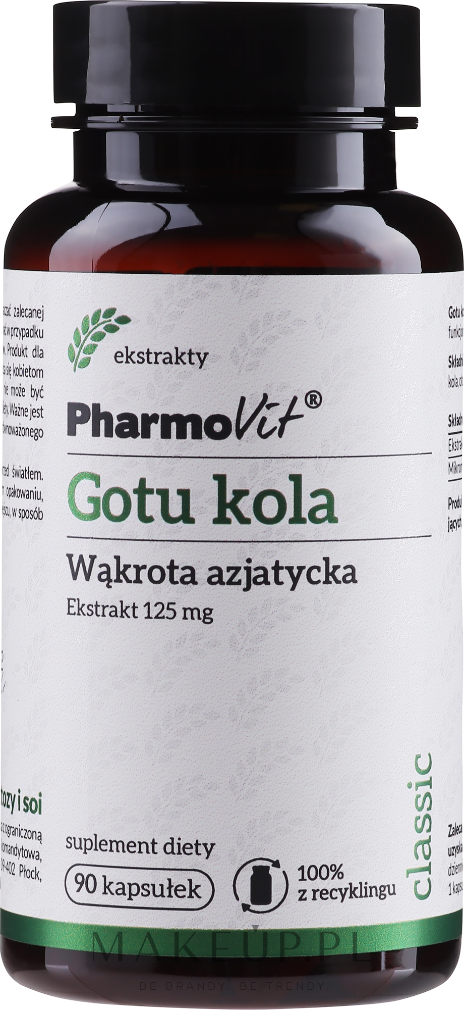 Suplement diety Wąkrota azjatycka - PharmoVit Classic Gotu Kola Extract — Zdjęcie 90 szt.