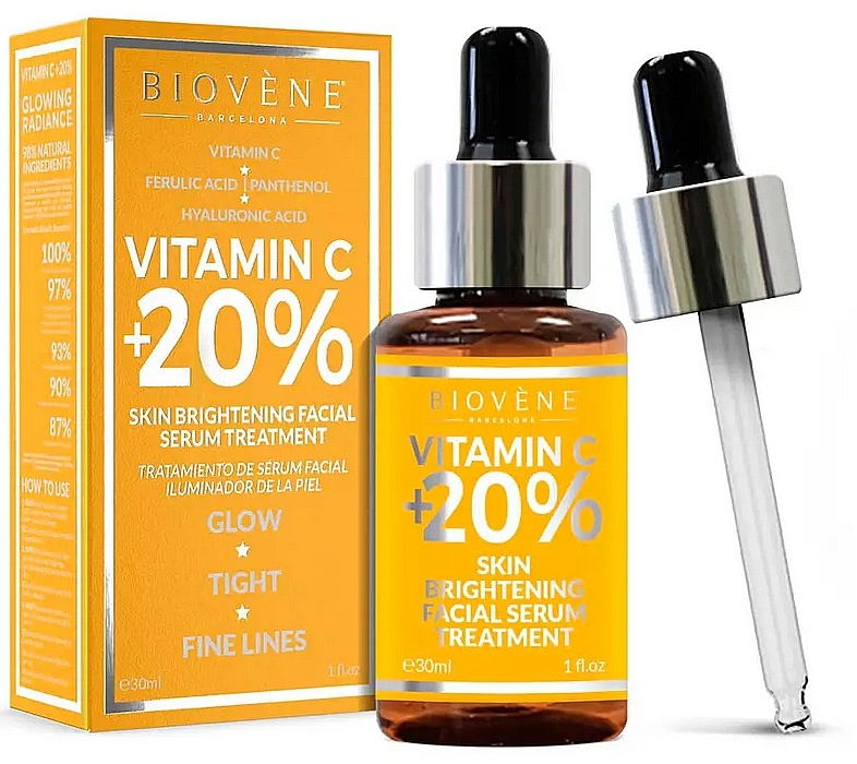 Oczyszczające serum do twarzy - Biovene Vitamin C +20% Skin Brightening Facial Serum Treatment — Zdjęcie N1