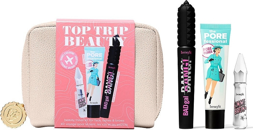 Zestaw - Benefit Top Trip Beauty Set (f/primer/22ml + brow/gel/3g + mascara/8,5 g) — Zdjęcie N1