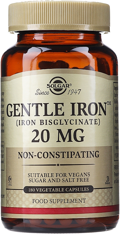 Suplement diety, 20 mg - Solgar Gentle Iron Food Supplement — Zdjęcie N2
