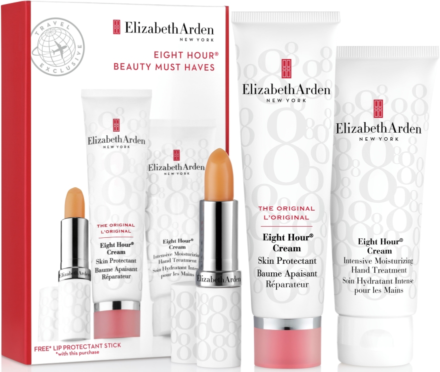 Zestaw - Elizabeth Arden Eight Hour Beauty Must Haves Set (b/cr 50 ml + l/balm 3,7 g + h/cr 75 ml) — Zdjęcie N1