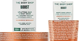 Zestaw - The Body Shop Mandarin & Bergamot Vegan Boost (gel /200ml + oil /9ml + h/cr/30ml) — Zdjęcie N4