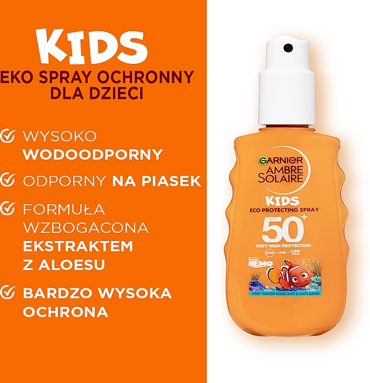 Spray z filtrem przeciwsłonecznym dla dzieci - Garnier Ambre Solaire Kids Sun Protection Spray SPF50 — Zdjęcie N3