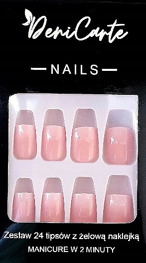 Tipsy kwadratowe Ombre, 24 sztuki - Deni Carte Nails 7028 — Zdjęcie N1