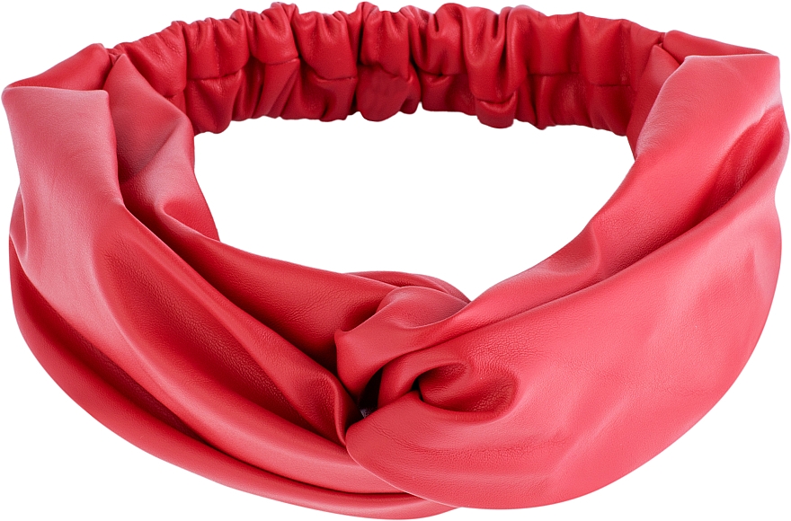 Opaska na głowę z ekoskóry, czerwona Faux Leather Twist - MAKEUP Hair Accessories — Zdjęcie N1