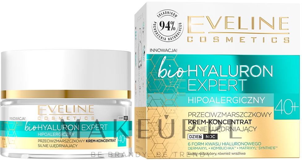 Przeciwzmarszczkowy krem-koncentrat silnie ujędrniający 40+ - Eveline Cosmetics BioHyaluron Expert  — Zdjęcie 50 ml