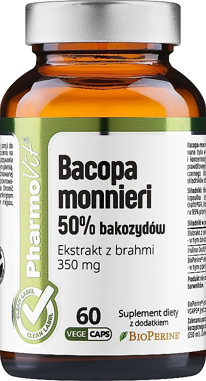 Suplement diety Bacopa monnieri 50% - Pharmovit Clean Label Bacopa Monnieri 50% — Zdjęcie N1