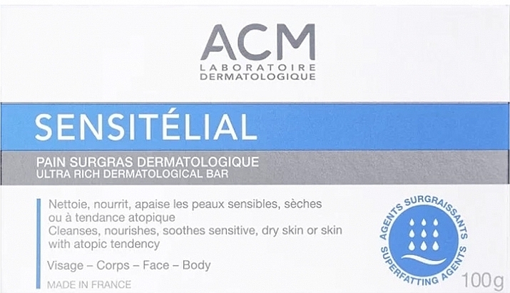 Mydło dermatologiczne do twarzy i ciała - ACM Laboratoires Sensitelial Dermatological Ultra-Rich Bar — Zdjęcie N1