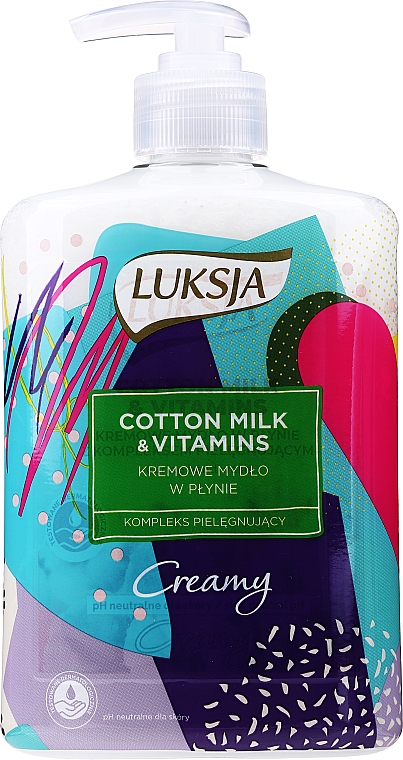 Kremowe mydło w płynie z kompleksem pielęgnującym Mleczko bawełniane i witaminy - Luksja Creamy Cotton Milk & Vitamins — Zdjęcie N3