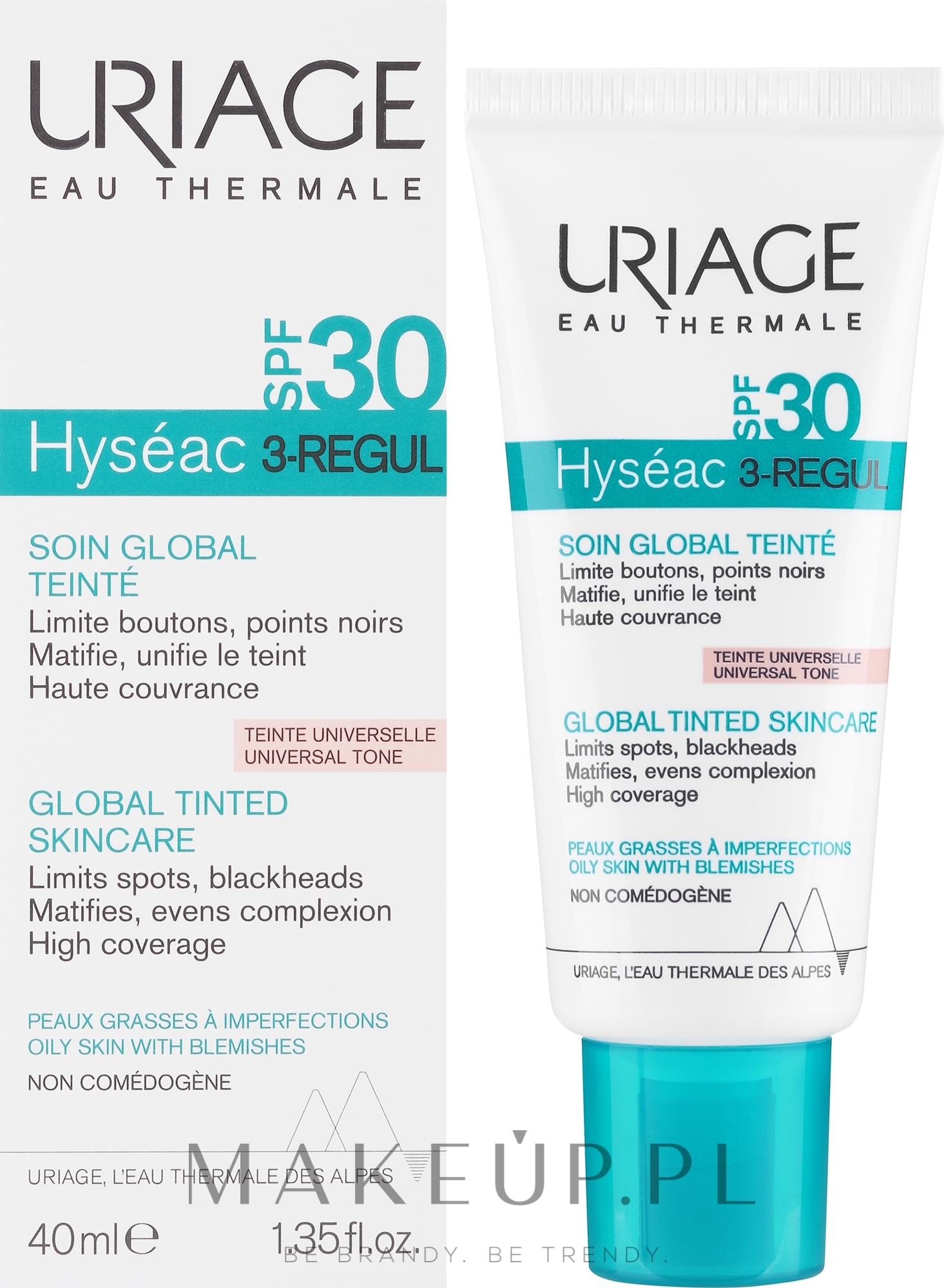 Tonujący krem do twarzy SPF 30 - Uriage Hyséac 3-Regul Global Tinted Skin-Care — Zdjęcie 40 ml